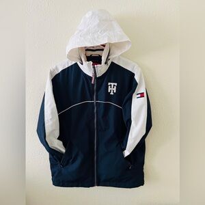 Tommy Hilfiger Blue and White Windbreaker with Classic Design